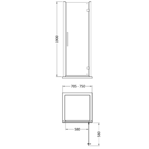 Oasis 8mm Glass Recessed Hinged Shower Door - Chrome