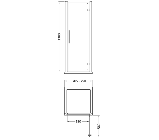 Oasis 8mm Glass Hinged Shower Door - Chrome