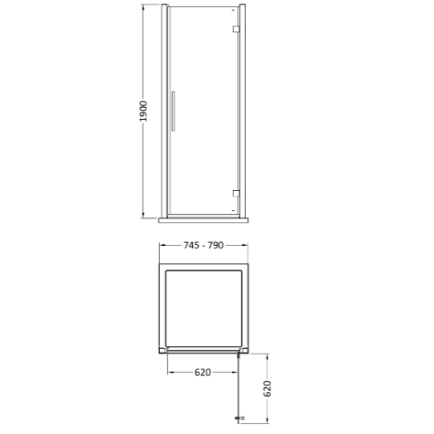 Oasis 8mm Glass Recessed Hinged Shower Door - Chrome