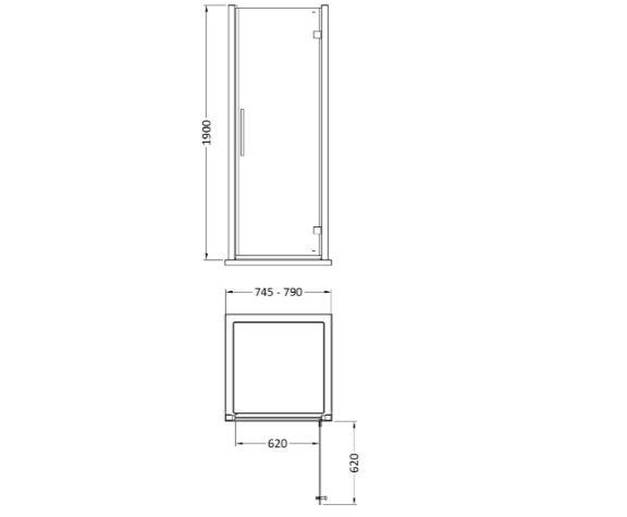 Oasis 8mm Glass Hinged Shower Door - Chrome