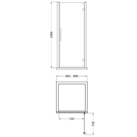 Oasis 8mm Glass Recessed Hinged Shower Door - Chrome