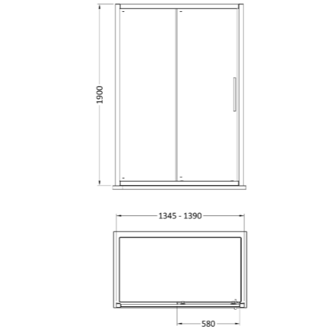 Oasis 8mm Glass Recessed Sliding Shower Door - Chrome