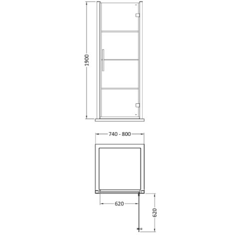 Cove 8mm Glass Recessed Hinged Shower Door