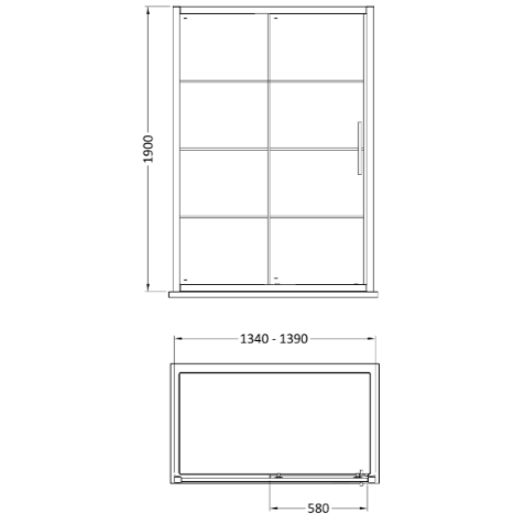 Cove 8mm Glass Recessed Sliding Shower Door - Matt Black