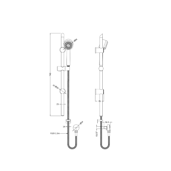 Omega Dual Rigid Riser Kit - Chrome
