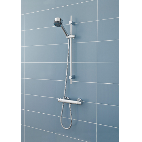 Atlas Minimalist Thermostatic Bar Shower Valve - Chrome