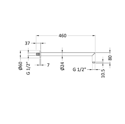 Hype Wall Mounted Shower Arm - 460mm Long - Chrome