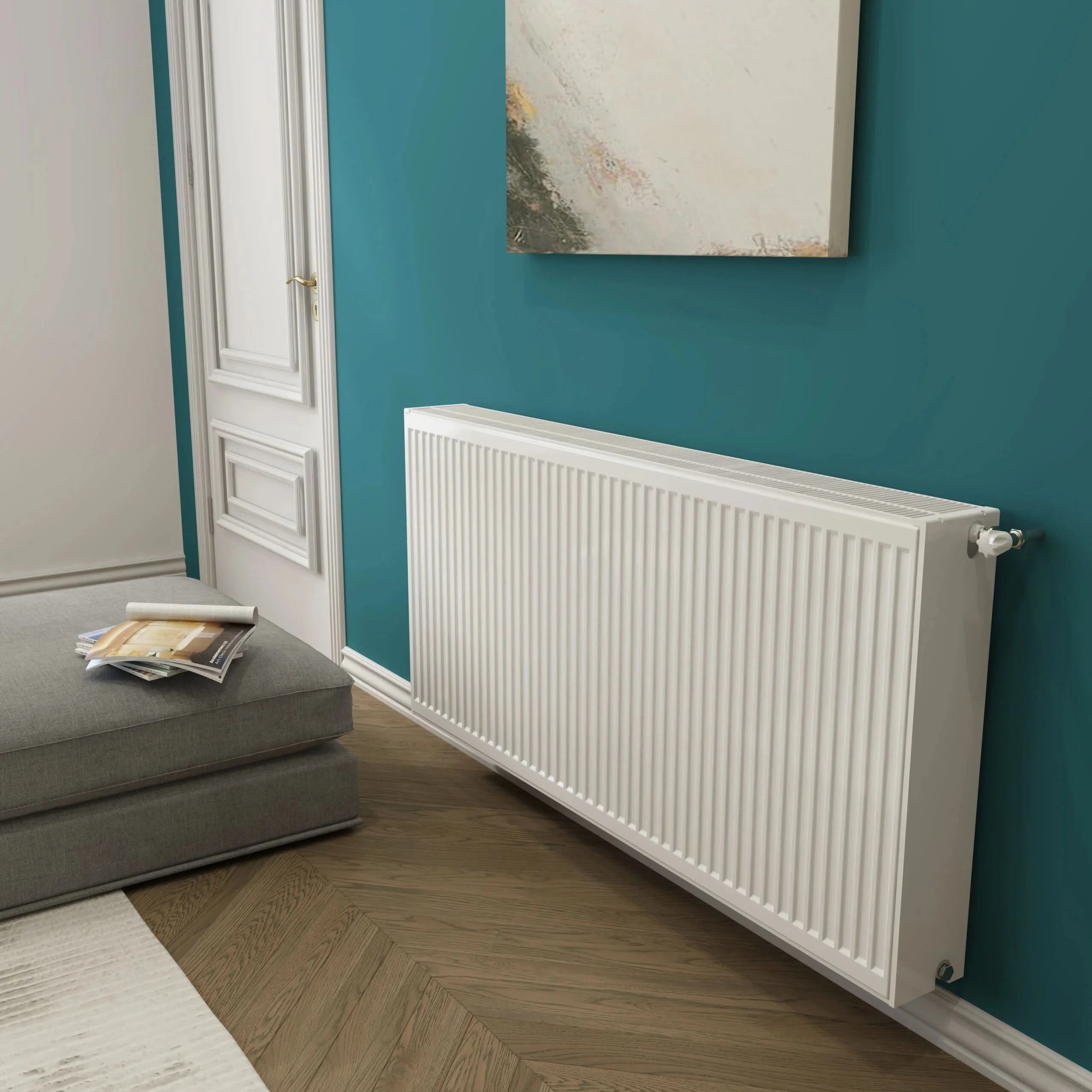 iBathUK Haven Type 33 Panel Radiator with Thermostatic Radiator Valves - White - Various Size Options