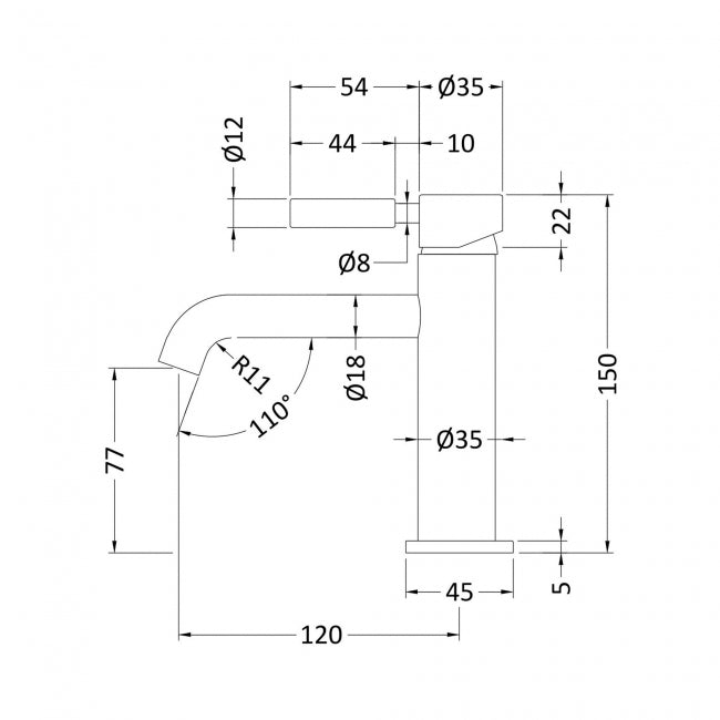Meander Tec Lever Basin Mixer Tap with Waste