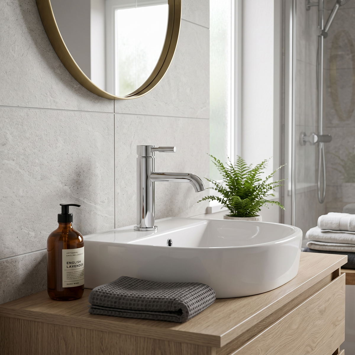Meander Tec Lever Basin Mixer Tap with Waste
