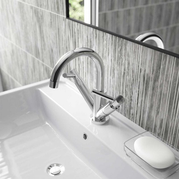 Meander Tec Lever Dual Handle Mono Basin Mixer Tap with Waste