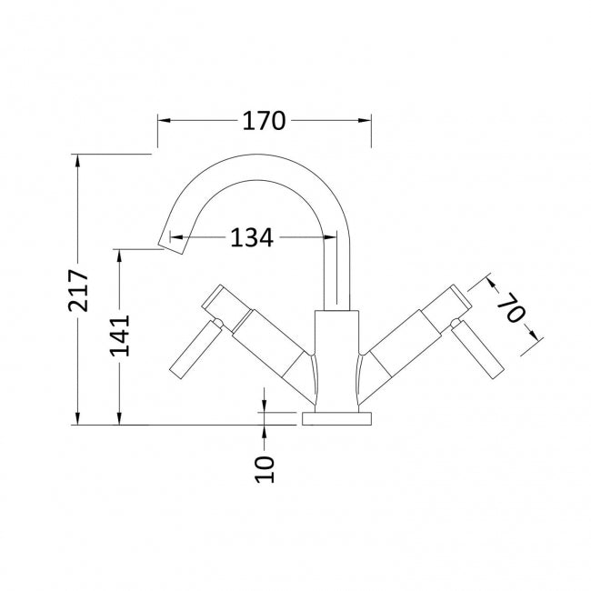 Meander Tec Lever Dual Handle Mono Basin Mixer Tap with Waste