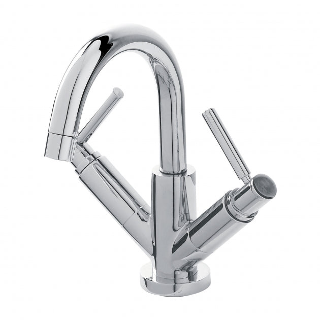 Meander Tec Lever Dual Handle Mono Basin Mixer Tap with Waste