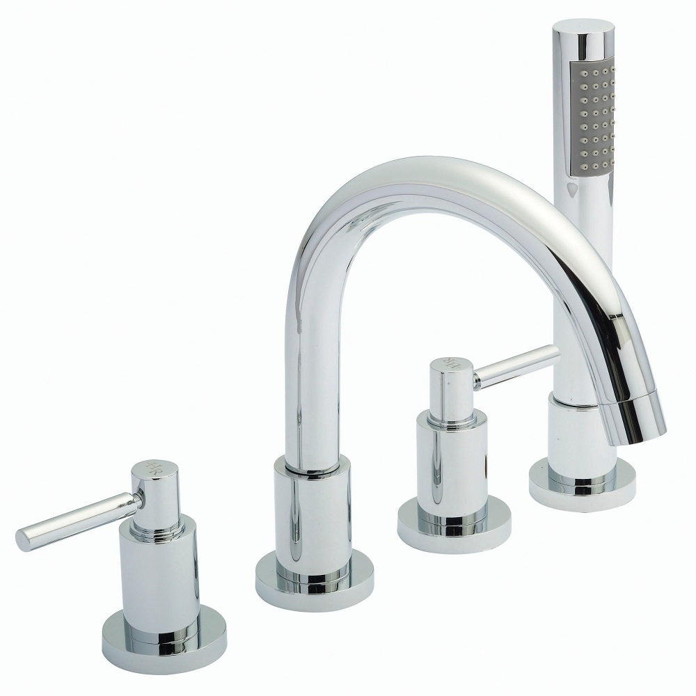 Meander Dual Lever 4 Hole Bath Shower Mixer Tap With Handset - Chrome
