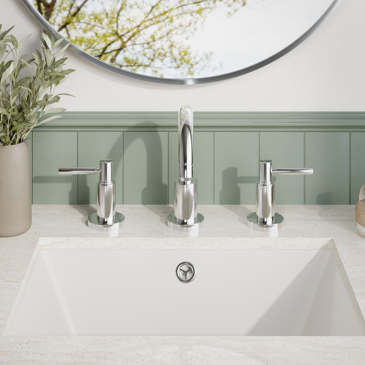 Meander Tec Lever 3 Hole Basin Mixer Tap With Pop Up Waste - Chrome
