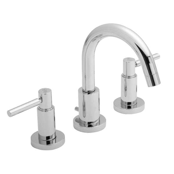 Meander Tec Lever 3 Hole Basin Mixer Tap With Pop Up Waste - Chrome