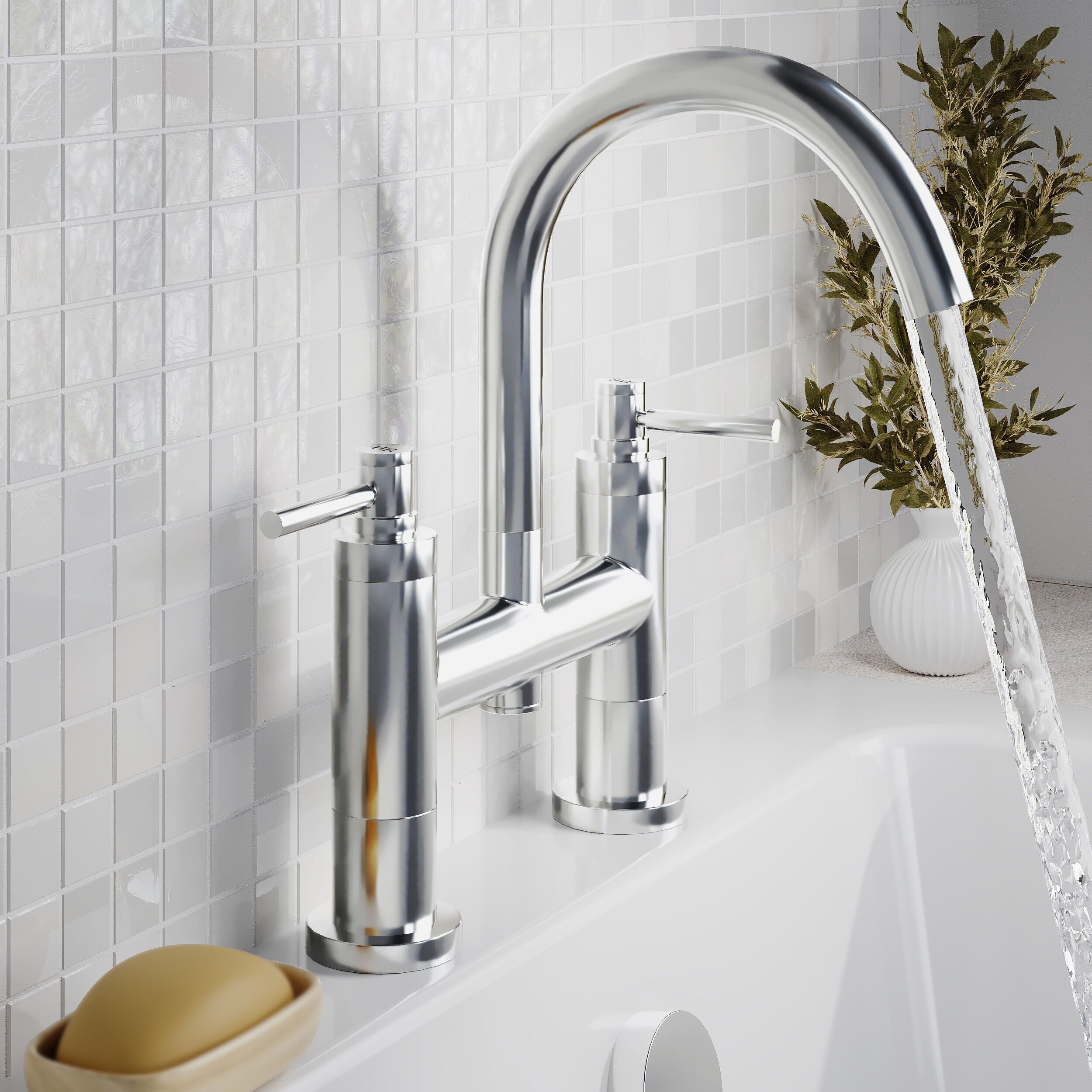 Meander Tec Lever Deck Mounted Bath Filler Tap