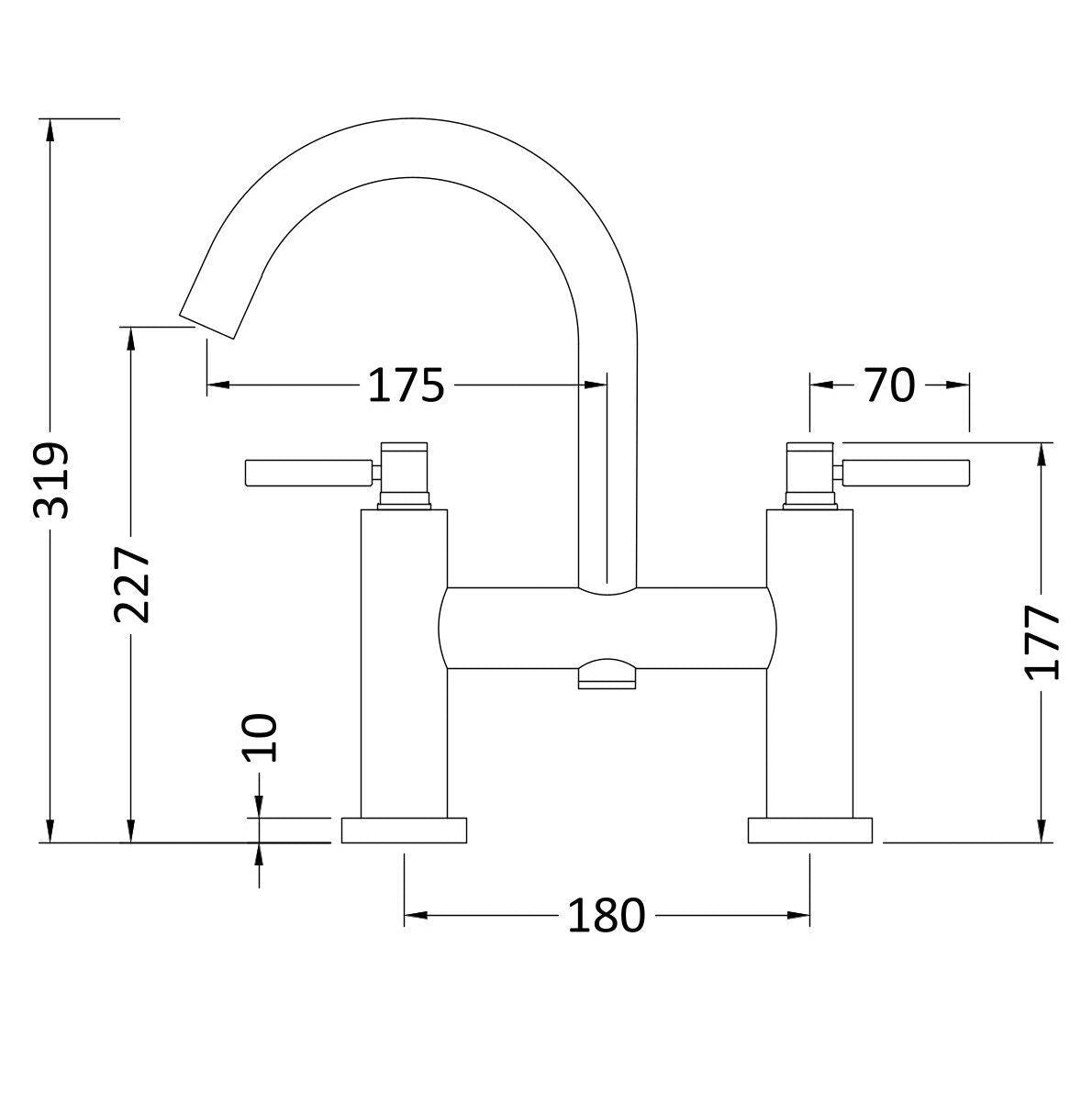 Meander Tec Lever Deck Mounted Bath Filler Tap