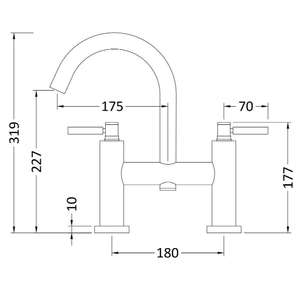 Meander Lever Deck Mounted Bath Filler Tap