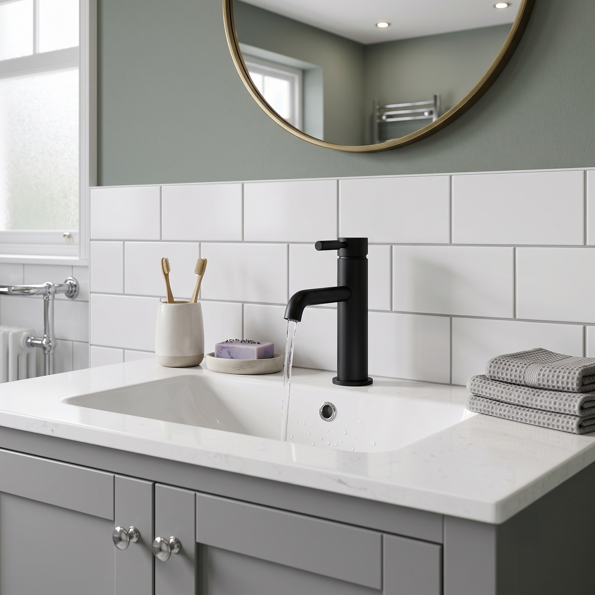 Meander Tec Lever Basin Mixer Tap with Waste