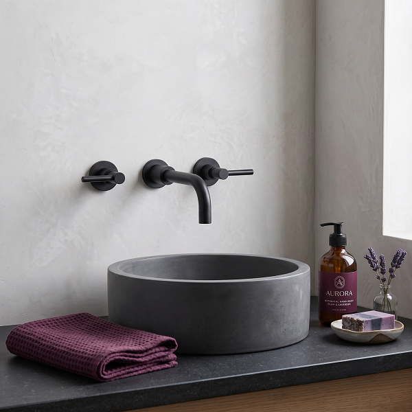 Meander 3 Hole Lever Handle Wall Mounted Basin Mixer Tap