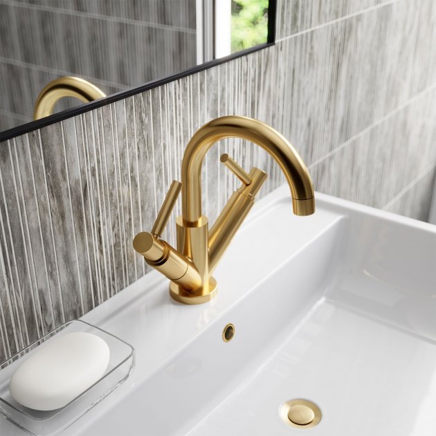 Meander Tec Lever Dual Handle Mono Basin Mixer Tap with Waste