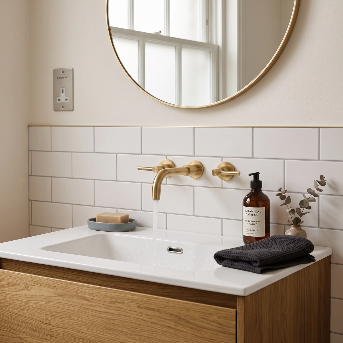 Meander Tec Lever 3 Hole Wall Mounted Basin Mixer Tap