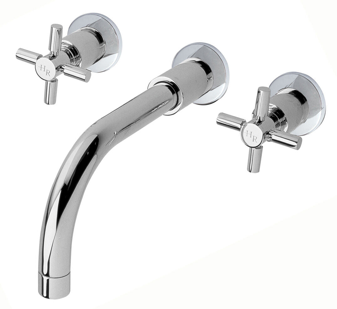 Meander Tec Crosshead 3 Hole Wall Mounted Basin Mixer Tap