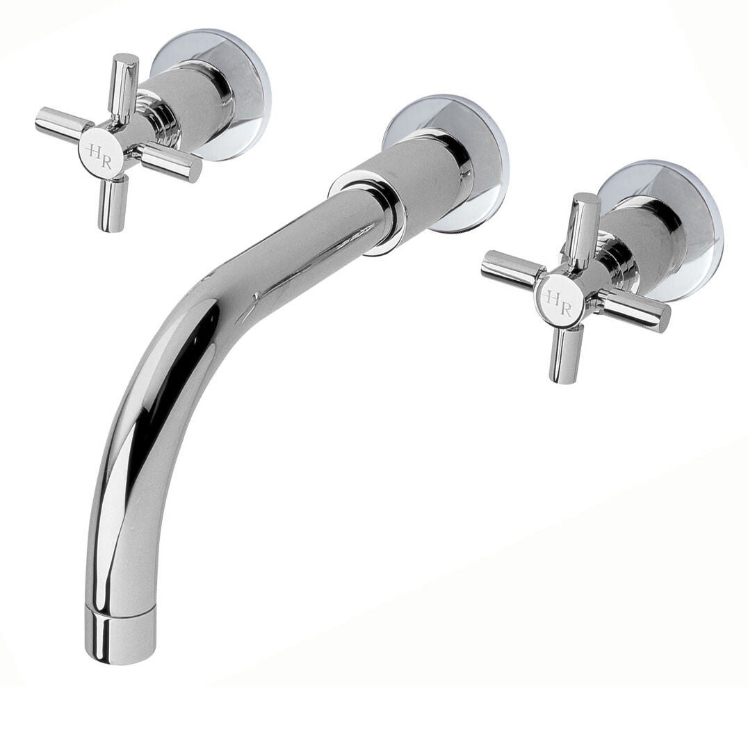 Meander Tec Crosshead 3 Hole Wall Mounted Basin Mixer Tap
