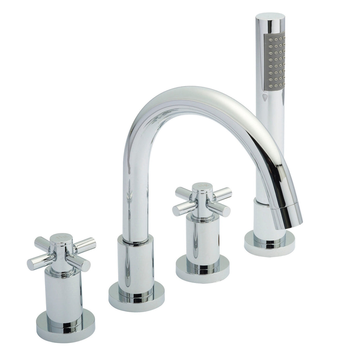 Meander Crosshead 4 Hole Bath Shower Mixer Tap With Handset - Chrome