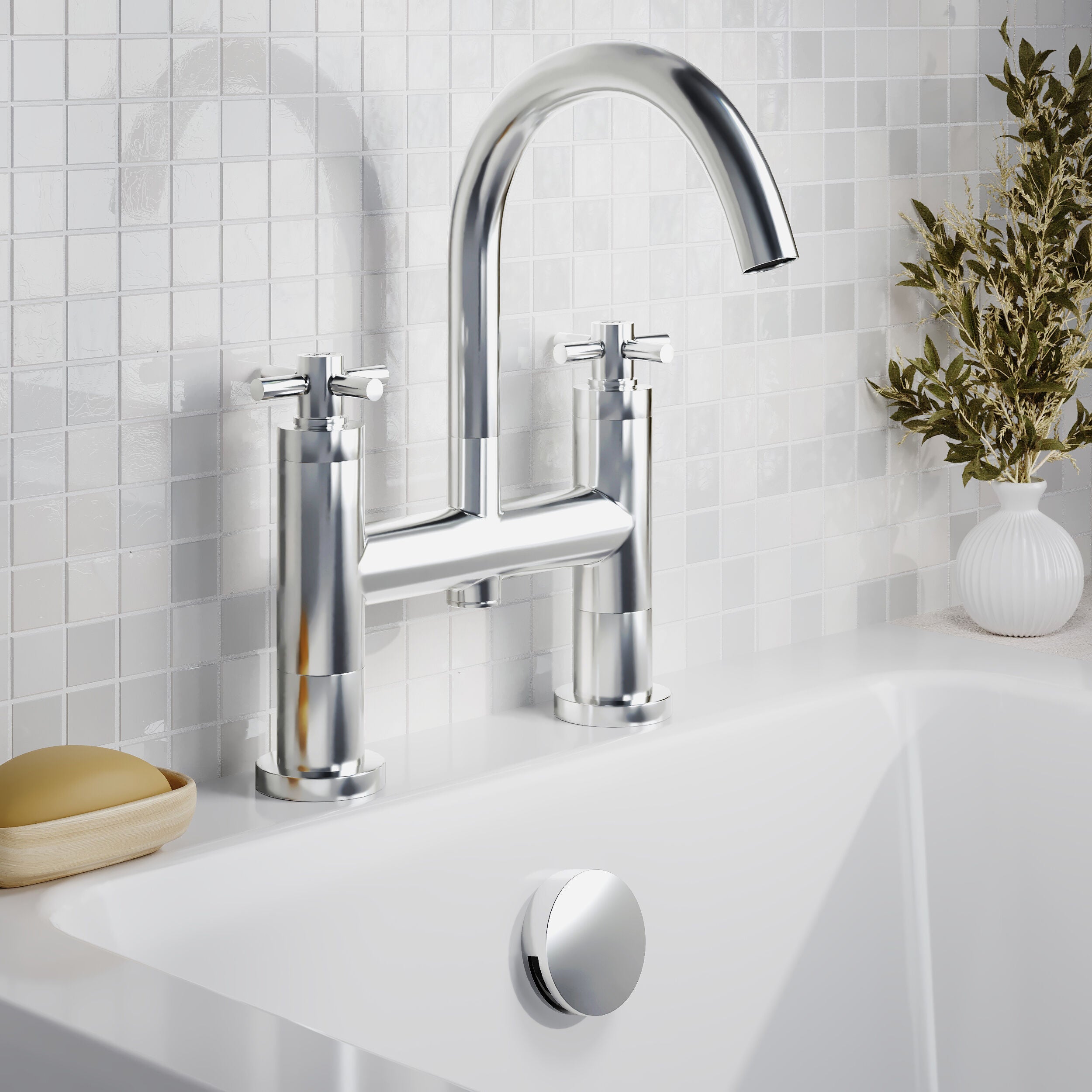 Meander Tec Crosshead Deck Mounted Bath Filler Tap