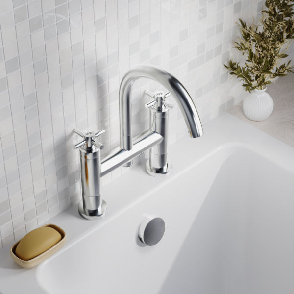 Meander Crosshead Deck Mounted Bath Filler Tap