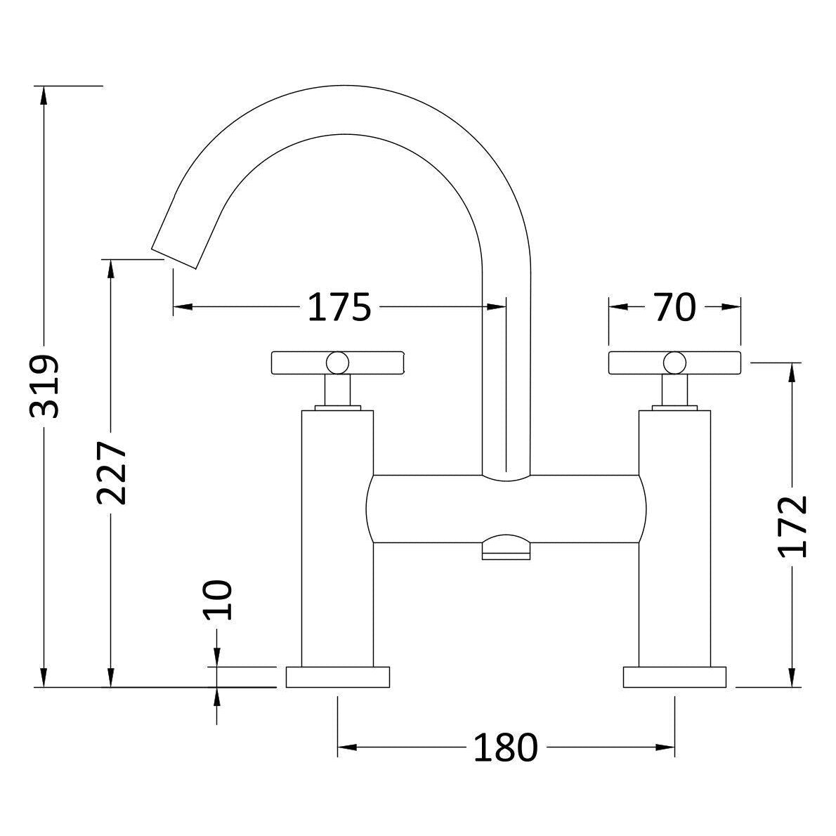 Meander Tec Crosshead Deck Mounted Bath Filler Tap