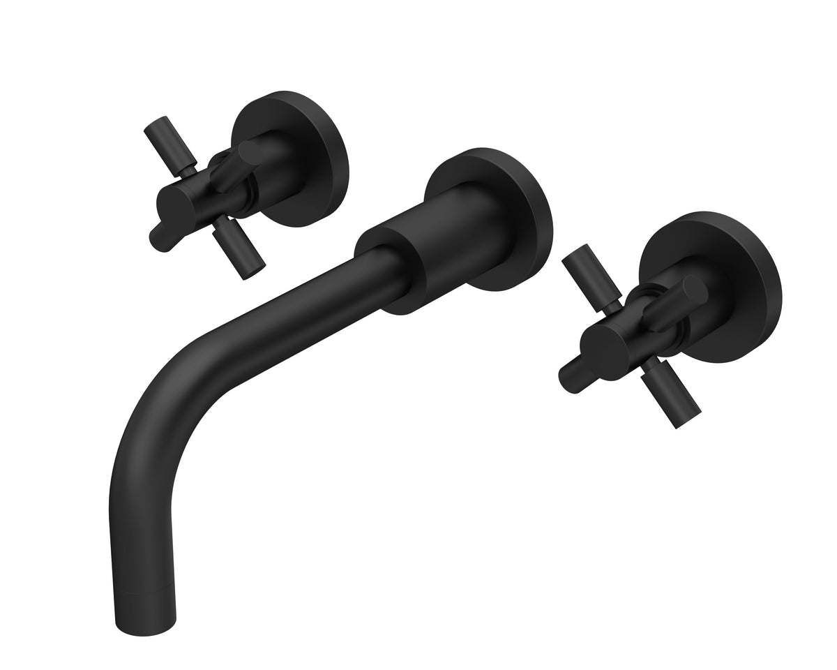 Meander Tec Crosshead 3 Hole Wall Mounted Basin Mixer Tap