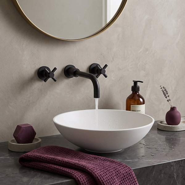 Meander Tec Crosshead 3 Hole Wall Mounted Basin Mixer Tap