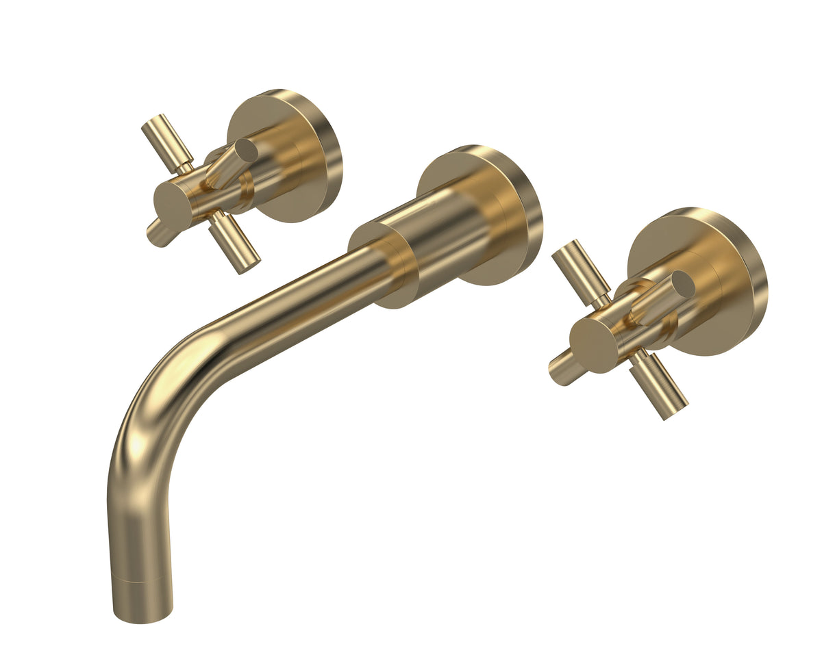 Meander Tec Crosshead 3 Hole Wall Mounted Basin Mixer Tap