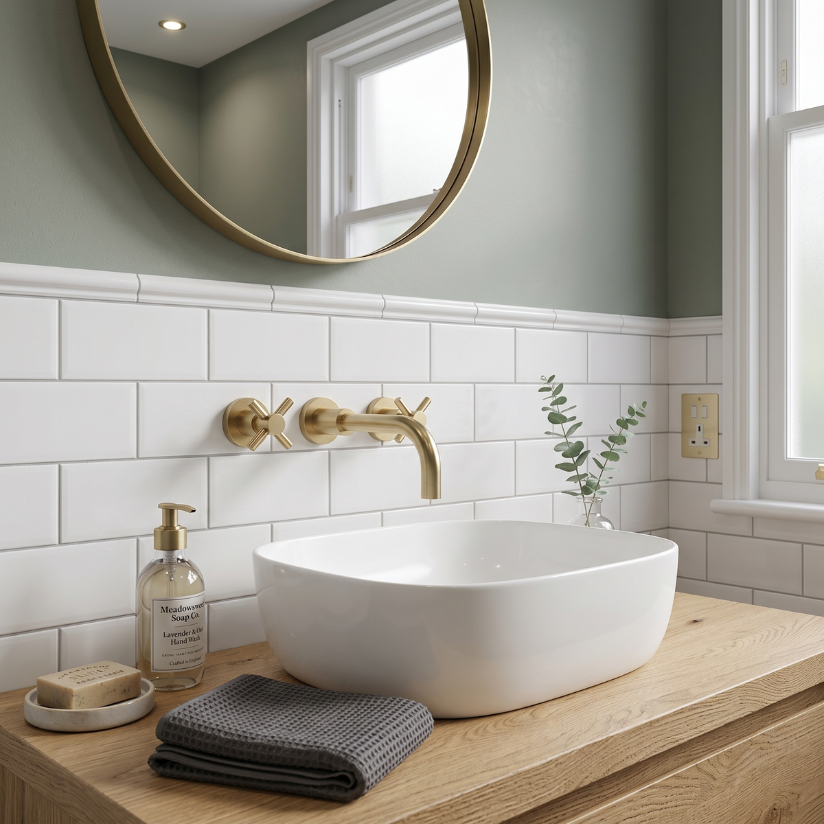 Meander Tec Crosshead 3 Hole Wall Mounted Basin Mixer Tap