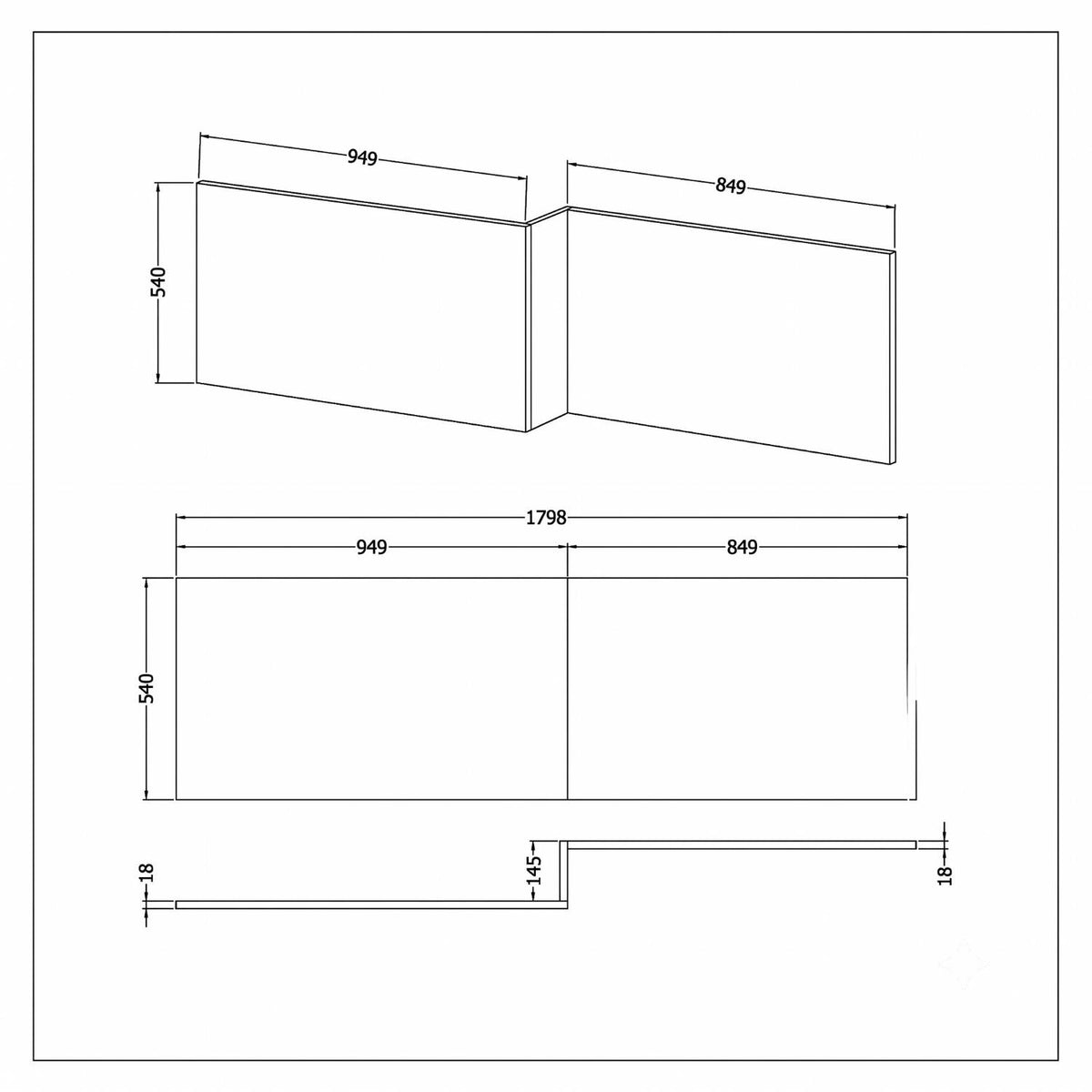 Kudos PVC L-Shaped Front Bath Panel - Gloss White