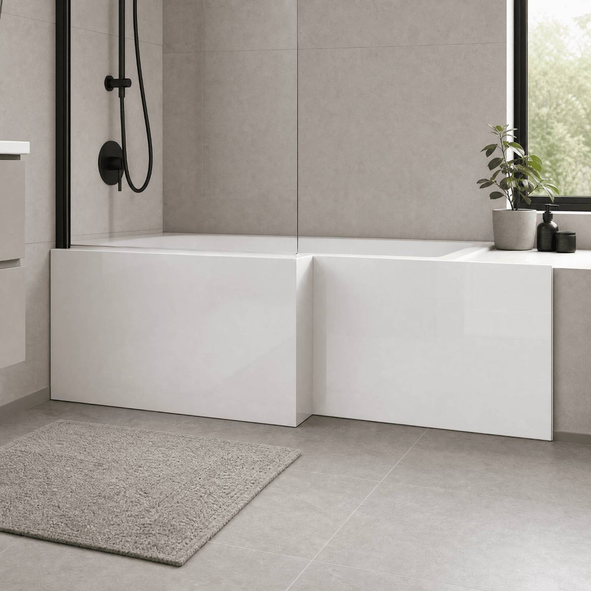 Kudos PVC L-Shaped Front Bath Panel - Gloss White