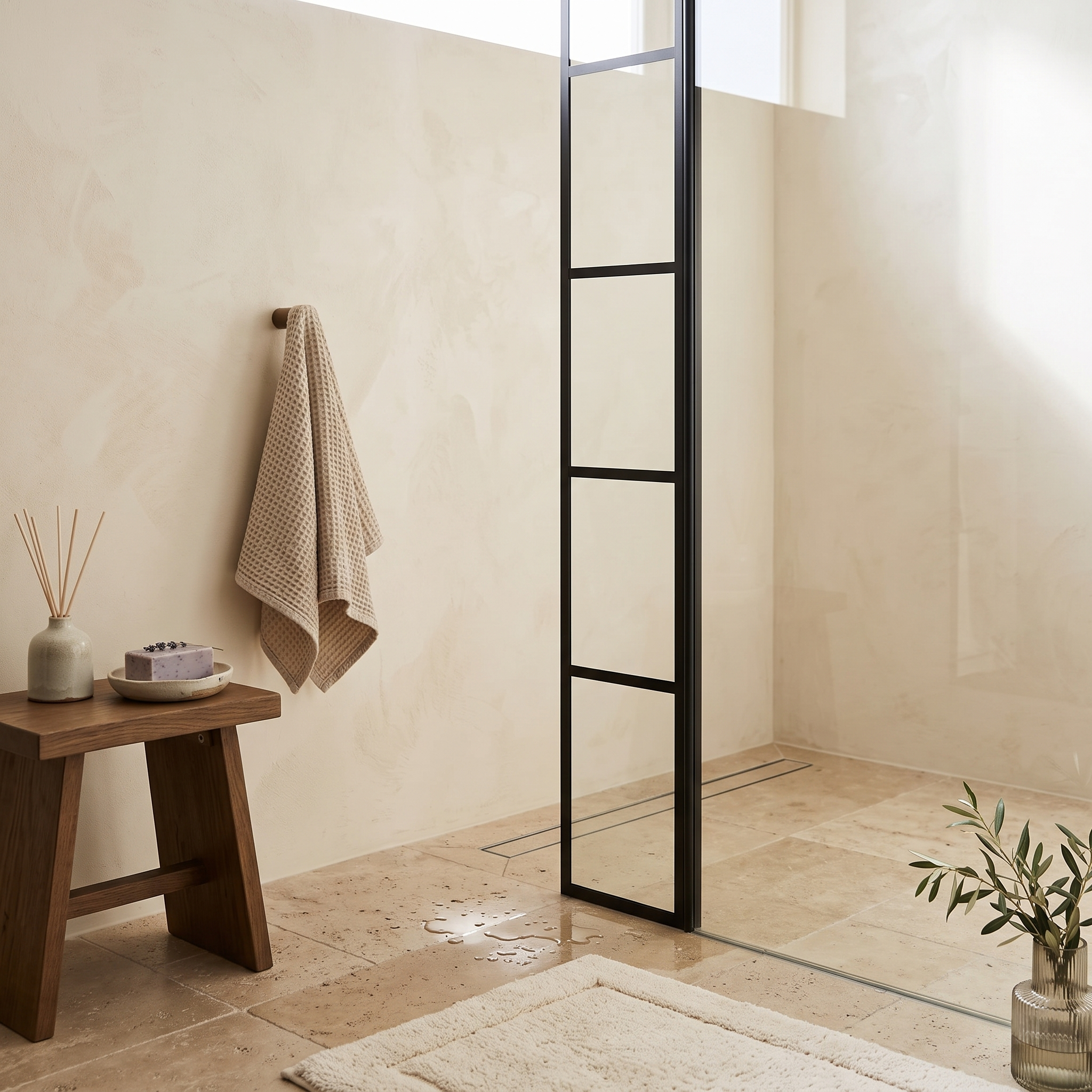 Aspect 8mm Glass Wetroom Return Panel - Matt Black
