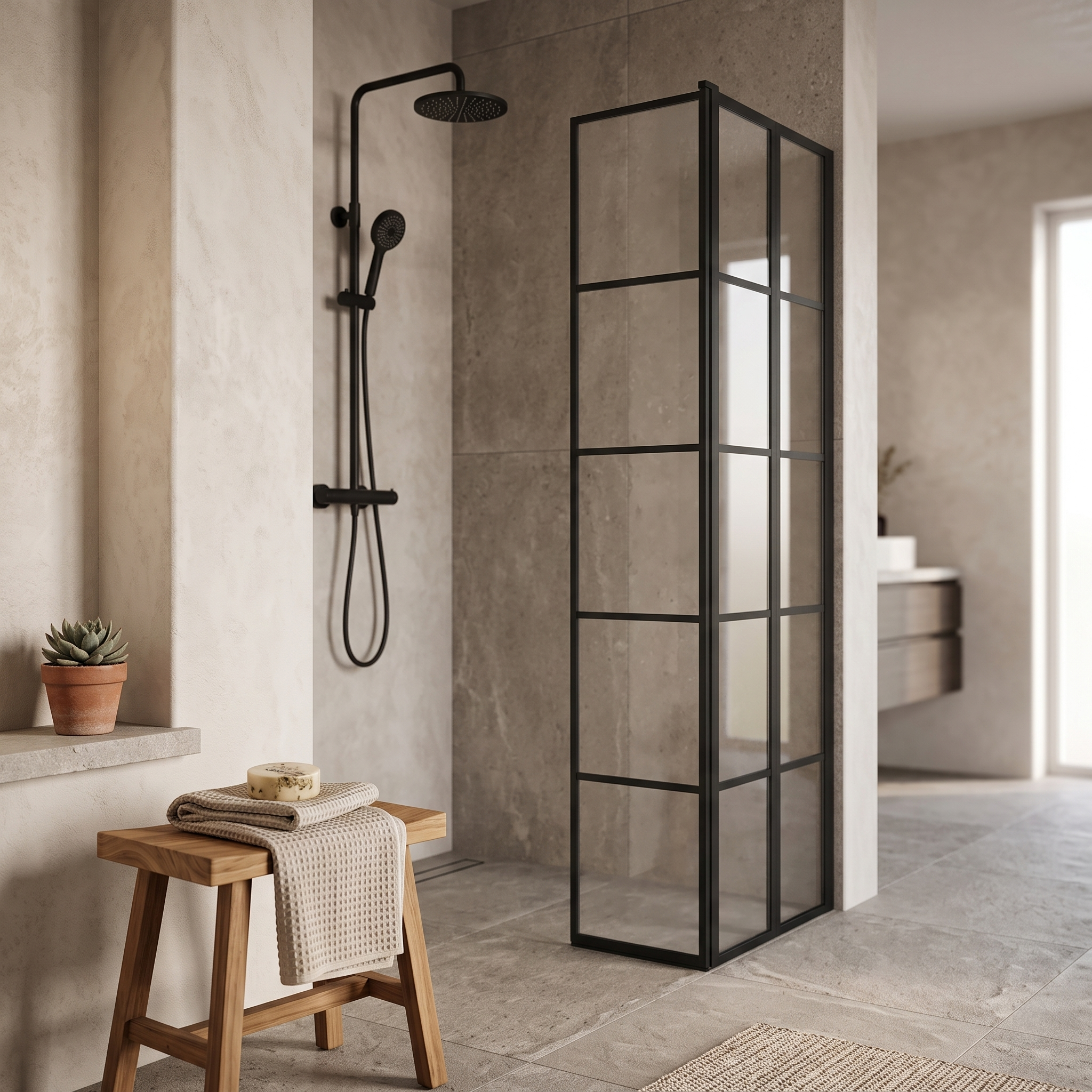 Aspect 8mm Glass Wetroom Flipper Panel - Matt Black