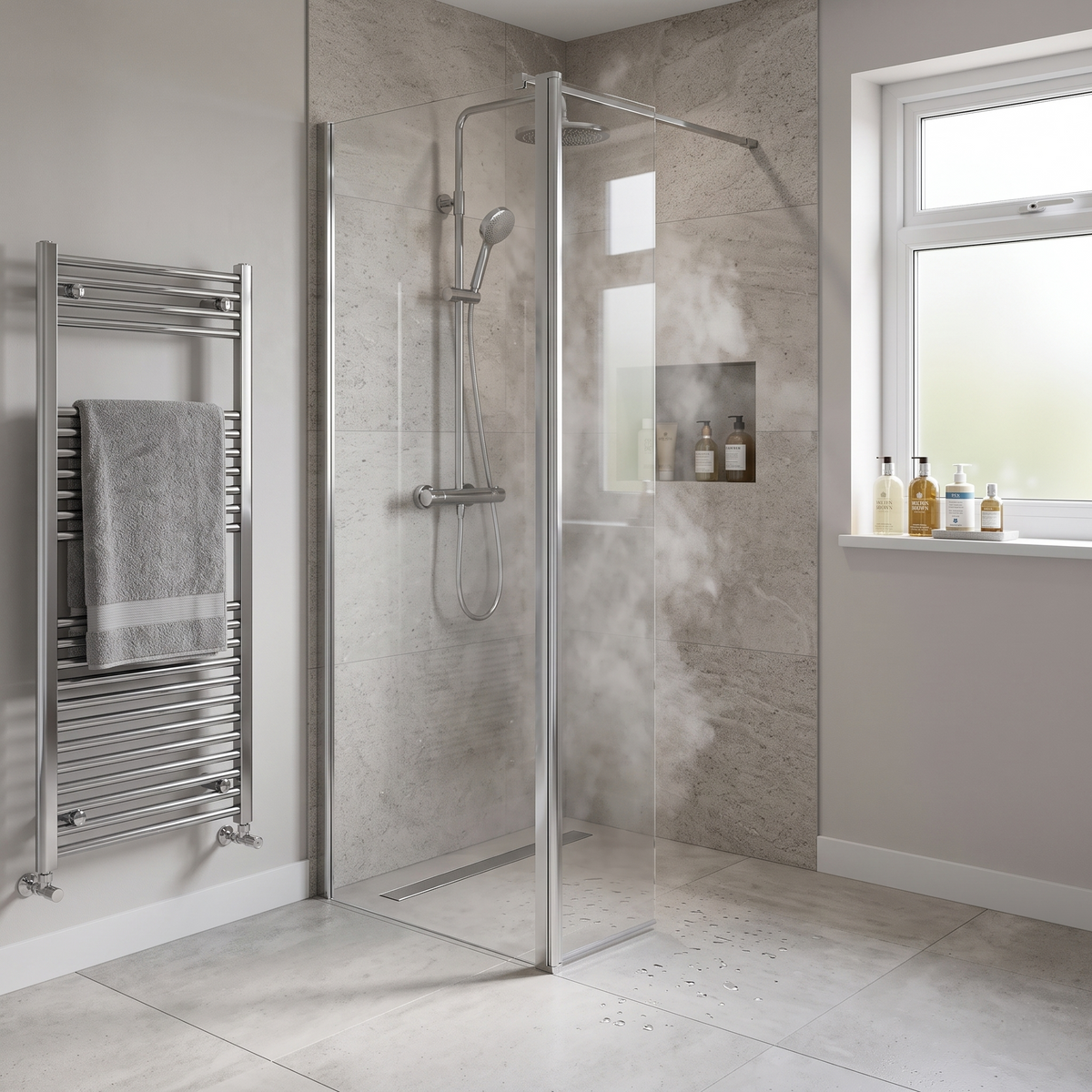 Cascade 8mm Glass Wetroom Flipper Panel