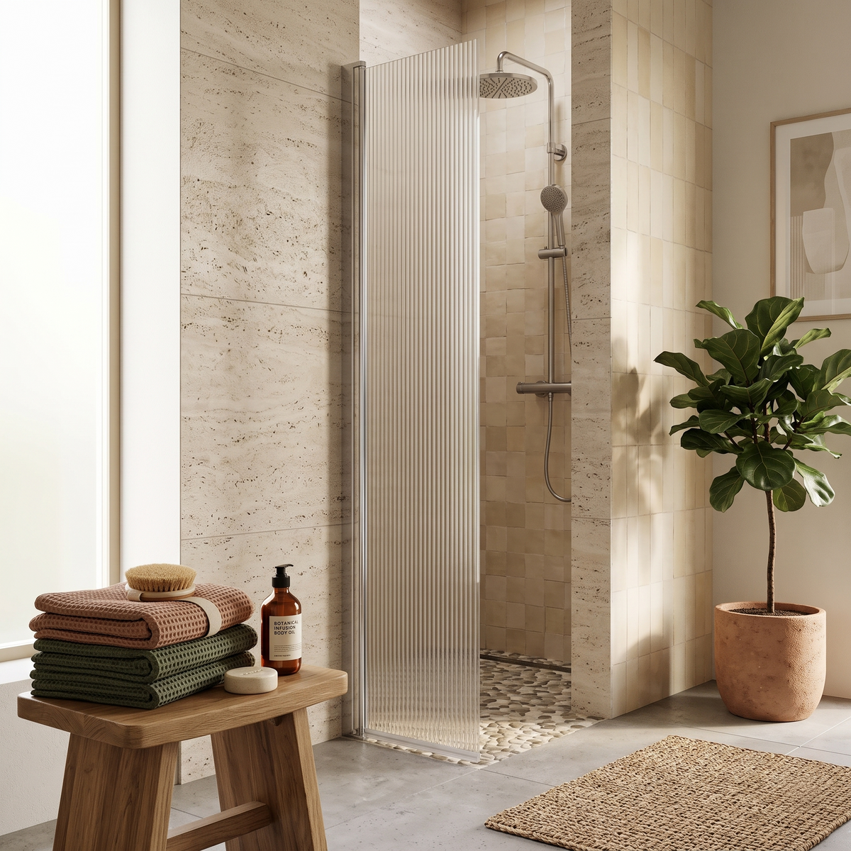 Haven 8mm Fluted Glass Wetroom Flipper Panel