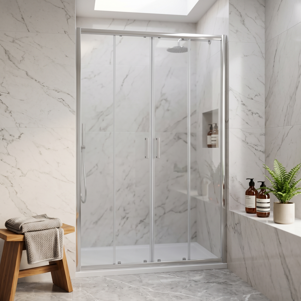 Matrix 6mm Glass Recessed Sliding Shower Door- Chrome