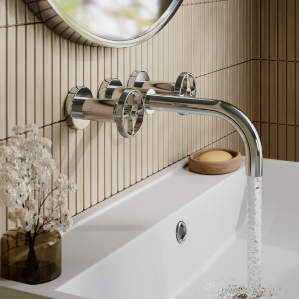 Revolve 3 Hole Wall Mounted Basin Mixer Tap