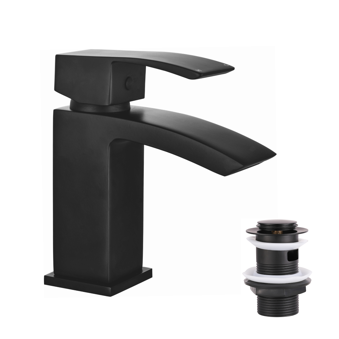 Tidal Basin Mixer Tap with Push Button Waste