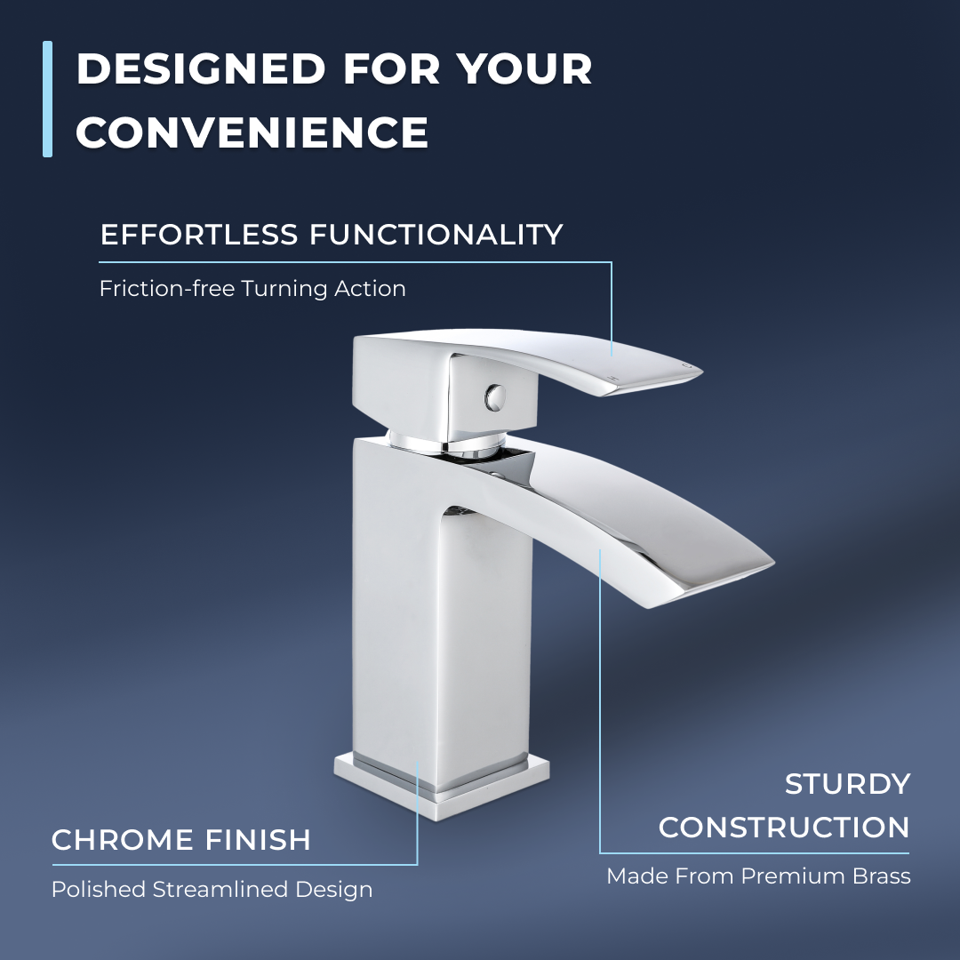 Tidal Basin Mixer Tap with Push Button Waste