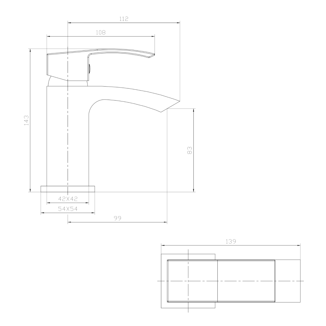 Tidal Basin Mixer Tap with Push Button Waste