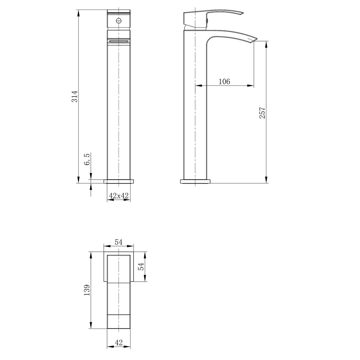 Tidal Tall Basin Mixer Tap - Chrome