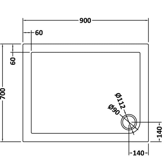 Bibe Slimline Rectangular Shower Tray - Slate Grey